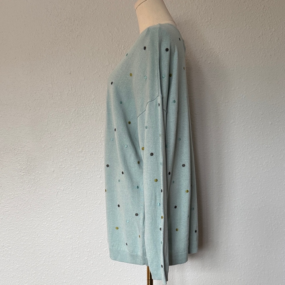 NWT J. Jill Polka Dot Sweater Robin’s Egg Blue size Large Tall - Picture 5 of 13